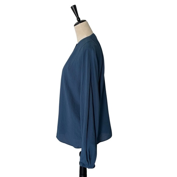 COS long sleeve lightweight rayon blend round neck button front teal tunic top 8 - Picture 5 of 13